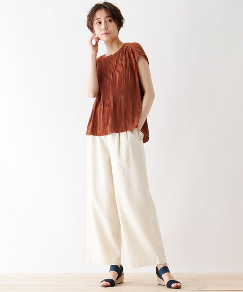 DRESKIP（ドレスキップ）の「◆ひんやりプリーツプルオーバー（シャツ/ブラウス・レディース・キャメル/グレー系その他/ダークオレンジ/ナチュラル・02/04/03）」の12枚目の写真