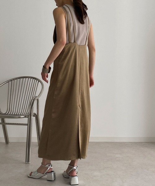 &g'aime（アンジェム）の「【&g’aime】マットサテンキャミワンピース（ワンピース・レディース・ブラック/カーキ/グレイッシュベージュ・FREE）」の22枚目の写真