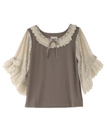 axes femme | レース×リボン袖ＰＯ(Tシャツ/カットソー)