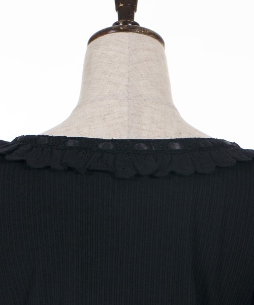 axes femme(アクシーズファム)の「レース×リボン袖PO(Tシャツ/カットソー・レディース・サックスブルー/ブラック/キナリ/モカ/グリーン・MEDIUM)」の11枚目の写真