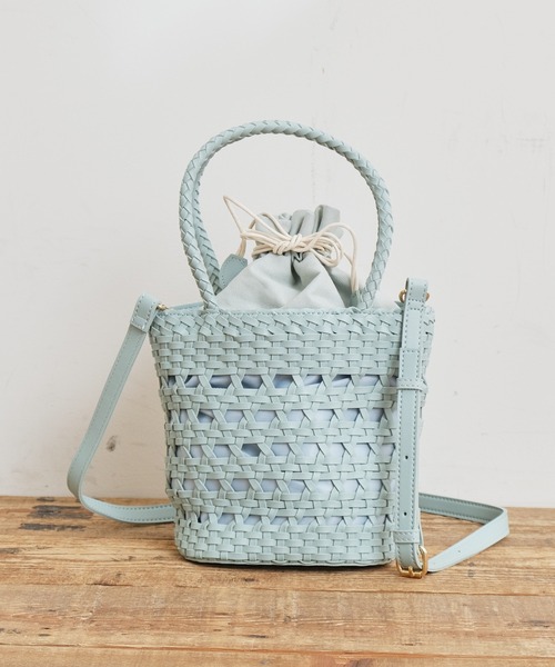 CIAOPANIC TYPY（チャオパニックティピー）の「メッシュ編み巾着ショルダー（ショルダーバッグ・レディース・ブラック/ブルー/オフホワイト/キャメル・ONE SIZE）」の9枚目の写真