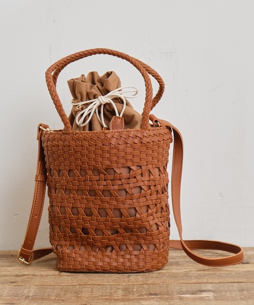 CIAOPANIC TYPY（チャオパニックティピー）の「メッシュ編み巾着ショルダー（ショルダーバッグ・レディース・ブラック/ブルー/オフホワイト/キャメル・ONE SIZE）」の10枚目の写真