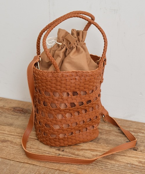 CIAOPANIC TYPY（チャオパニックティピー）の「メッシュ編み巾着ショルダー（ショルダーバッグ・レディース・ブラック/ブルー/オフホワイト/キャメル・ONE SIZE）」の12枚目の写真