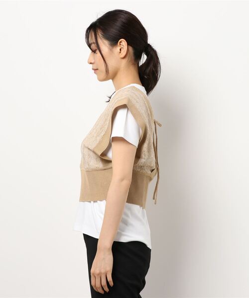 Factor=（ファクターイコール）の「カシュクールメランジニットベスト（ベスト・レディース・カーキ/キャメル・FREE）」の4枚目の写真