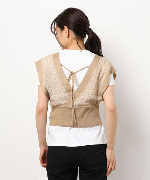 Factor=（ファクターイコール）の「カシュクールメランジニットベスト（ベスト・レディース・カーキ/キャメル・FREE）」の10枚目の写真
