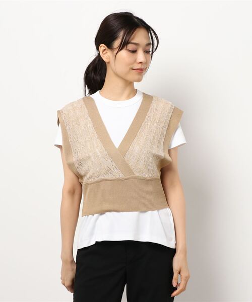 Factor=（ファクターイコール）の「カシュクールメランジニットベスト（ベスト・レディース・カーキ/キャメル・FREE）」の13枚目の写真