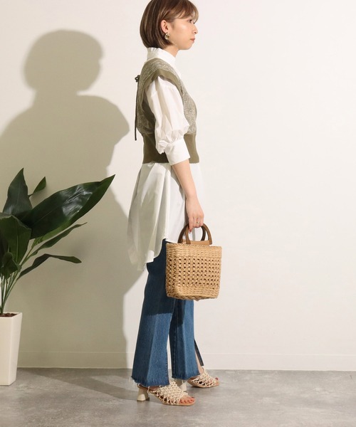 Factor=（ファクターイコール）の「カシュクールメランジニットベスト（ベスト・レディース・カーキ/キャメル・FREE）」の12枚目の写真