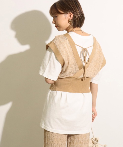 Factor=（ファクターイコール）の「カシュクールメランジニットベスト（ベスト・レディース・カーキ/キャメル・FREE）」の14枚目の写真