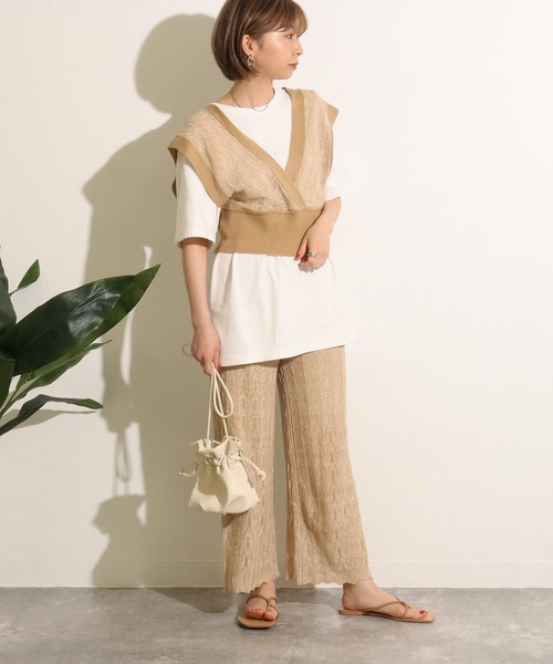 Factor=（ファクターイコール）の「カシュクールメランジニットベスト（ベスト・レディース・カーキ/キャメル・FREE）」の11枚目の写真