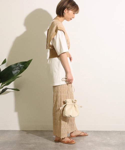 Factor=（ファクターイコール）の「カシュクールメランジニットベスト（ベスト・レディース・カーキ/キャメル・FREE）」の8枚目の写真