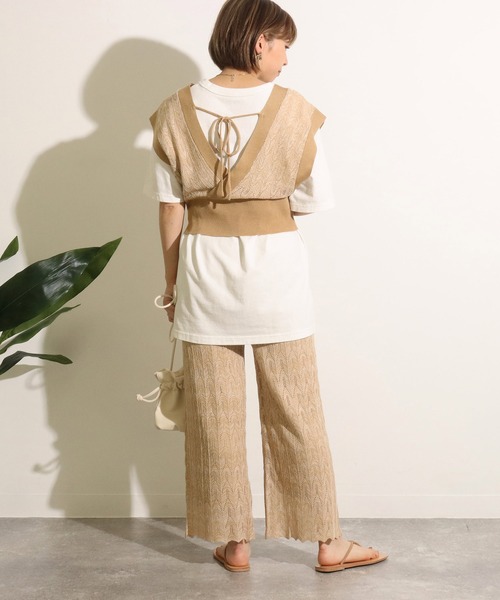 Factor=（ファクターイコール）の「カシュクールメランジニットベスト（ベスト・レディース・カーキ/キャメル・FREE）」の5枚目の写真