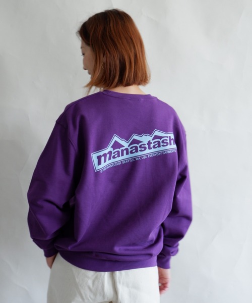 MANASTASH（マナスタッシュ）の「MANASTASH/マナスタッシュ　W's SWEAT BACK LOGO　ウィメンズ　スウェット　バックロゴ（スウェット・レディース・ナチュラル/サンドベージュ/チャコールグレー/パープル・MEDIUM）」の4枚目の写真