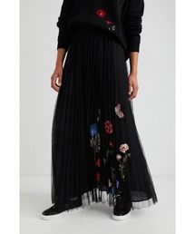 ダブルレイヤード ロングプリーツスカート