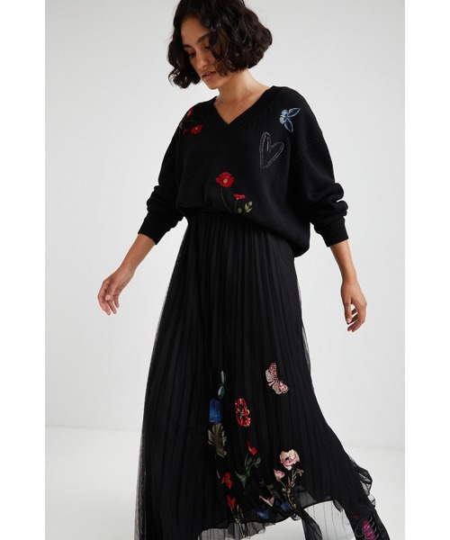 Desigual（デシグアル）の「ダブルレイヤード ロングプリーツスカート（スカート・レディース・ブラック・L/S/M）」の7枚目の写真