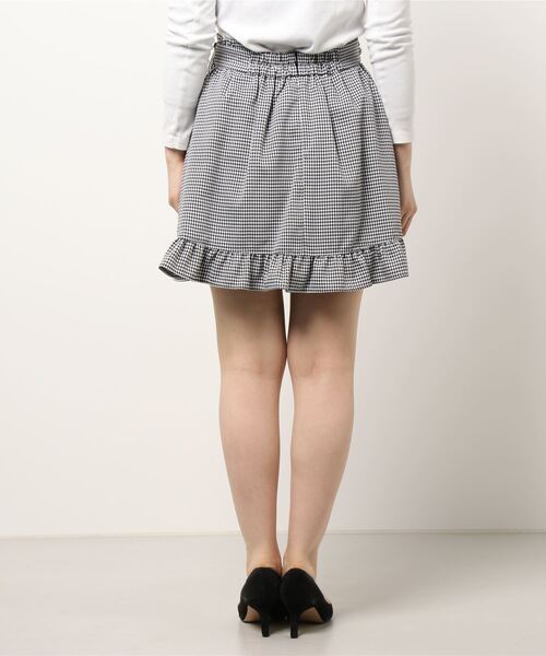 Ank Rouge（アンクルージュ）の「フロントパールギャザーヘムスカート（スカート・レディース・A/ブラック/ピンク・M）」の4枚目の写真