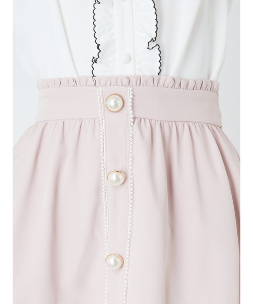 Ank Rouge（アンクルージュ）の「フロントパールギャザーヘムスカート（スカート・レディース・A/ブラック/ピンク・M）」の8枚目の写真