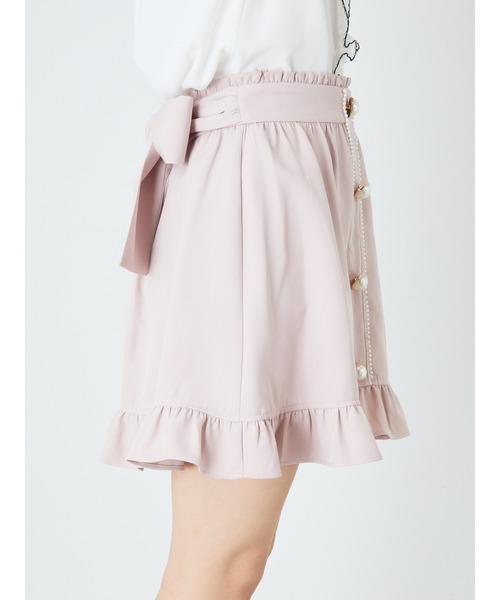 Ank Rouge（アンクルージュ）の「フロントパールギャザーヘムスカート（スカート・レディース・A/ブラック/ピンク・M）」の6枚目の写真