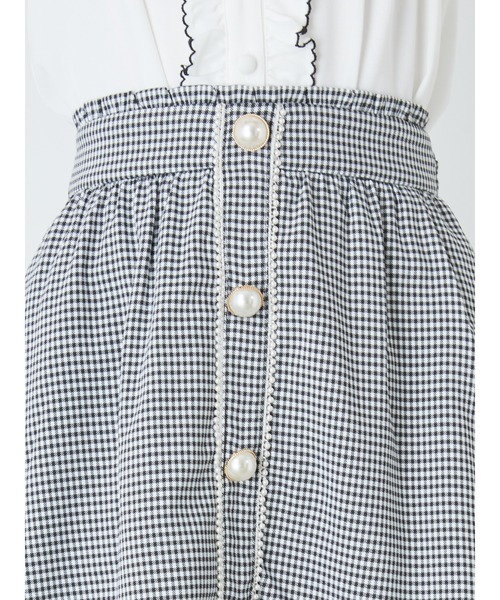 Ank Rouge（アンクルージュ）の「フロントパールギャザーヘムスカート（スカート・レディース・A/ブラック/ピンク・M）」の10枚目の写真