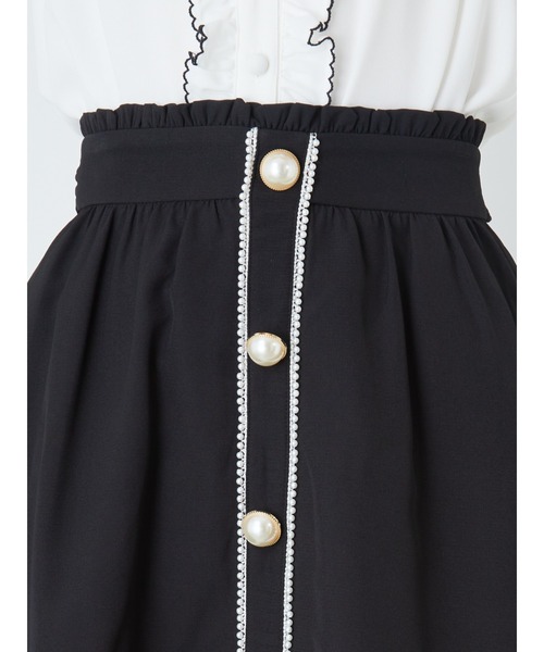 Ank Rouge（アンクルージュ）の「フロントパールギャザーヘムスカート（スカート・レディース・A/ブラック/ピンク・M）」の12枚目の写真