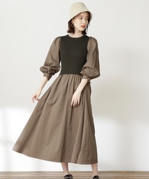 N.（N. Natural Beauty Basic） | ◆ニットドッキングコットンワンピース(ワンピース)
