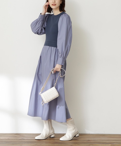 N.(N. Natural Beauty Basic)(エヌエヌナチュラルビューティーベーシック)の「◆ニットドッキングコットンワンピース(ワンピース・レディース・ブラック/モカ/ブルー・MEDIUM)」の15枚目の写真
