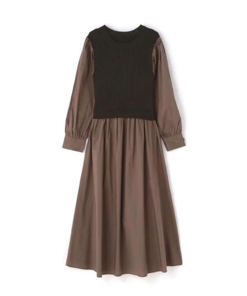 N.(N. Natural Beauty Basic)(エヌエヌナチュラルビューティーベーシック)の「◆ニットドッキングコットンワンピース(ワンピース・レディース・ブラック/モカ/ブルー・MEDIUM)」の16枚目の写真