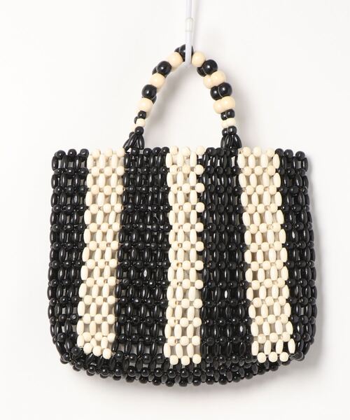 Kastane(カスタネ)の「ウッドビーズスクエアBAG(トートバッグ・レディース・ブラック/ブラウン・FREE)」の6枚目の写真