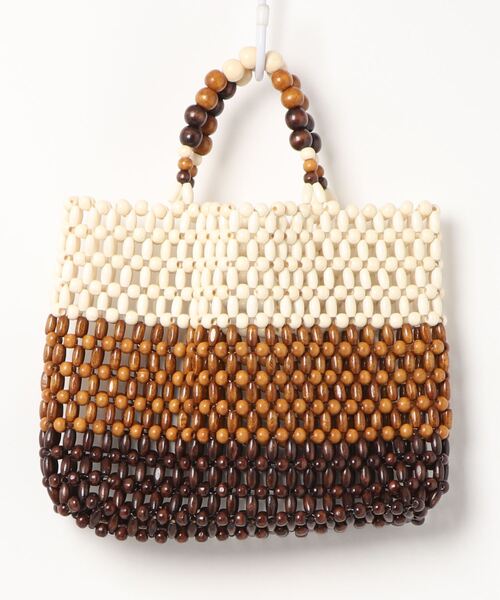 Kastane(カスタネ)の「ウッドビーズスクエアBAG(トートバッグ・レディース・ブラック/ブラウン・FREE)」の8枚目の写真