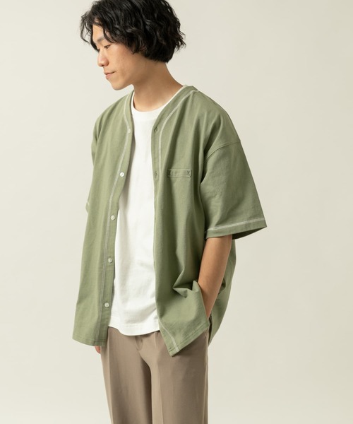 ITEMS URBANRESEARCH(アイテムズ アーバンリサーチ)の「ベースボール半袖シャツ(シャツ/ブラウス・メンズ・カーキ/オフホワイト/ベージュ・MEDIUM/LARGE)」の4枚目の写真