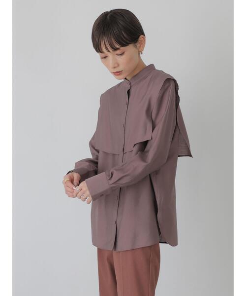 rem closet（レムクローゼット）の「ケープシャツ（シャツ/ブラウス・レディース・ブラウン/アイボリー/チャコールグレー・S）」の8枚目の写真