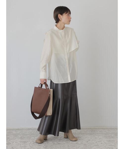 rem closet（レムクローゼット）の「ケープシャツ（シャツ/ブラウス・レディース・ブラウン/アイボリー/チャコールグレー・S）」の14枚目の写真