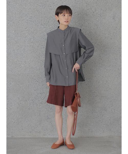 rem closet（レムクローゼット）の「ケープシャツ（シャツ/ブラウス・レディース・ブラウン/アイボリー/チャコールグレー・S）」の6枚目の写真