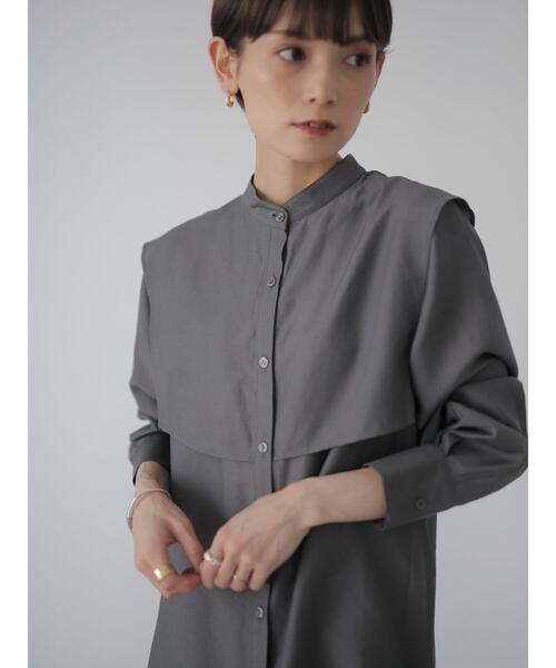 rem closet（レムクローゼット）の「ケープシャツ（シャツ/ブラウス・レディース・ブラウン/アイボリー/チャコールグレー・S）」の3枚目の写真