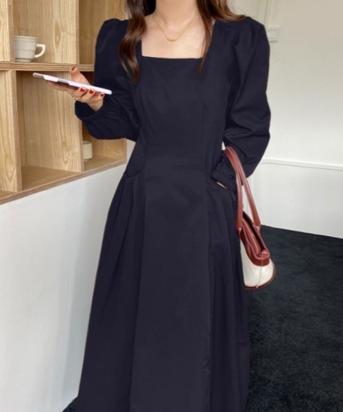 セール マキシ丈スクエアネックボリュウームフレアロングワンピース ワンピース Diosfront ディオスフロント のファッション通販 Zozotown