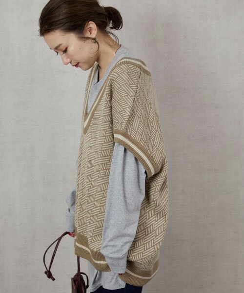 FREAK'S STORE(フリークスストア)の「▽【WEB限定】ジャガードビッグベスト(ベスト・レディース・ブラック/ベージュ/オリーブ・フリ-)」の20枚目の写真