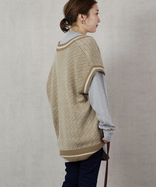 FREAK'S STORE(フリークスストア)の「▽【WEB限定】ジャガードビッグベスト(ベスト・レディース・ブラック/ベージュ/オリーブ・フリ-)」の14枚目の写真