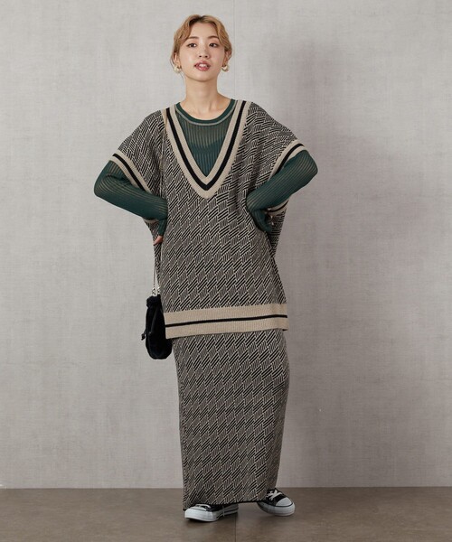 FREAK'S STORE(フリークスストア)の「▽【WEB限定】ジャガードビッグベスト(ベスト・レディース・ブラック/ベージュ/オリーブ・フリ-)」の21枚目の写真