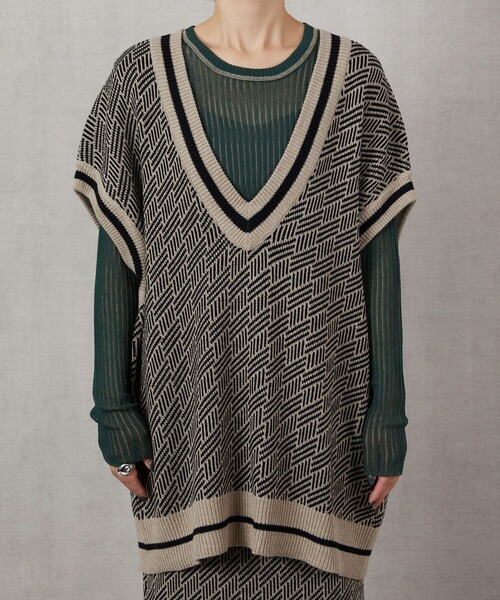 FREAK'S STORE(フリークスストア)の「▽【WEB限定】ジャガードビッグベスト(ベスト・レディース・ブラック/ベージュ/オリーブ・フリ-)」の13枚目の写真