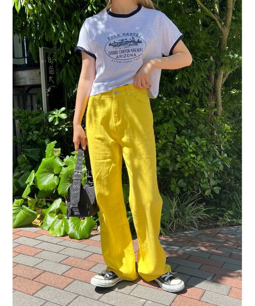 WC（ダブル シー）の「カラーデニムパンツ（デニムパンツ・レディース・ピンク/オレンジ/グリーン/イエロー/ホワイト/パープル/マスタード・FREE）」の5枚目の写真