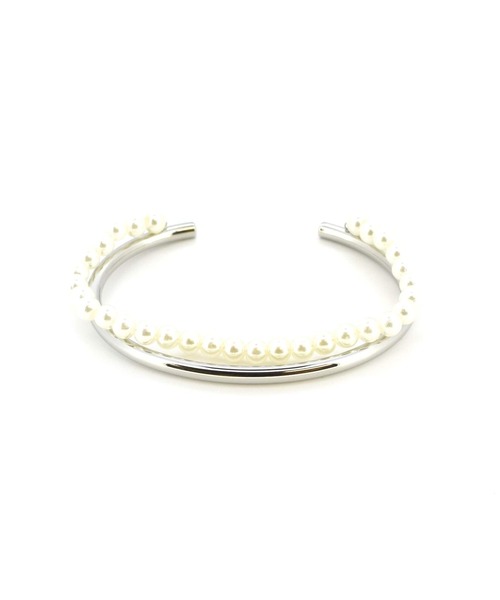 LHME（エルエイチエムイー）の「LHME ハーフパールバングル/サージカルステンレス316L（金属アレルギー対応）（バングル/リストバンド・メンズ・ホワイト・S/M）」の2枚目の写真