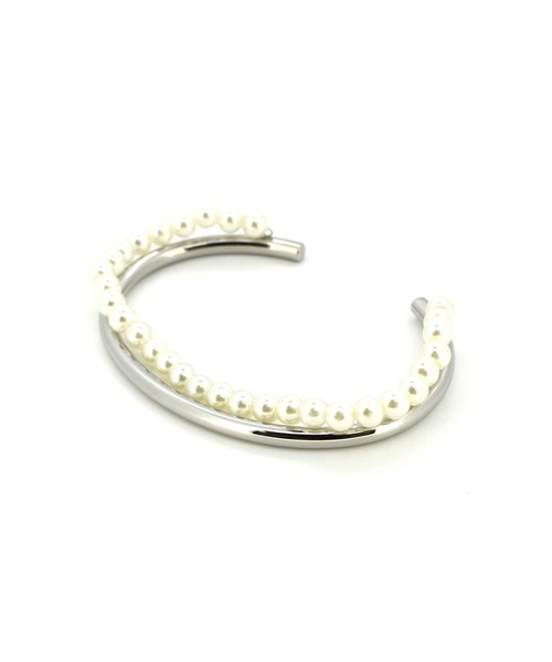 LHME（エルエイチエムイー）の「LHME ハーフパールバングル/サージカルステンレス316L（金属アレルギー対応）（バングル/リストバンド・メンズ・ホワイト・S/M）」の3枚目の写真