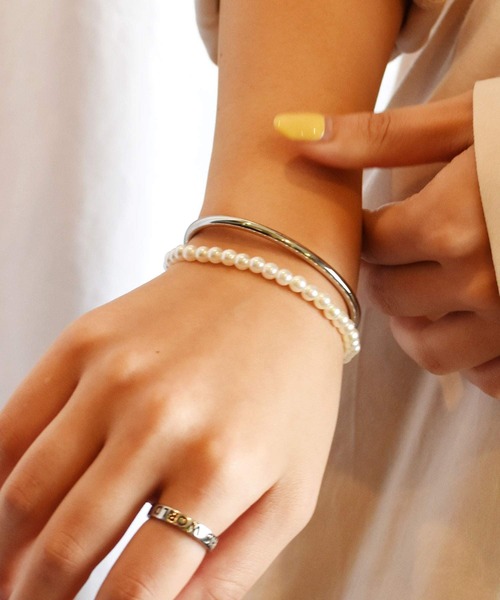 LHME（エルエイチエムイー）の「LHME ハーフパールバングル/サージカルステンレス316L（金属アレルギー対応）（バングル/リストバンド・メンズ・ホワイト・S/M）」の12枚目の写真