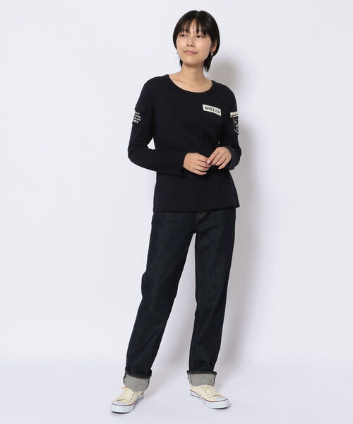 AVIREX(アヴィレックス)の「ファティーグロングスリーブティーシャツ/ L/S FATIGUE T-SHIRT(Tシャツ/カットソー・レディース・ネイビー/ホワイト/Black/ブラック・SMALL/MEDIUM/LARGE)」の13枚目の写真
