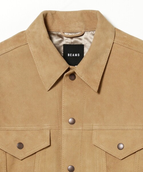 BEAMS シープスキン ジャケット　ベージュ BEAMS（ビームス）の「BEAMS / レザー Gジャケット（ブルゾン）」 - WEAR