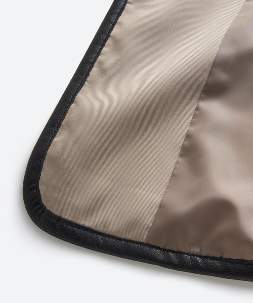 haco!（ハコ）の「パッと着て華やぐ！便利なチェックとボアの異素材遣いコート（ノーカラーコート・レディース・ベージュ系その他・LARGE/X-LARGE/SMALL/MEDIUM）」の8枚目の写真