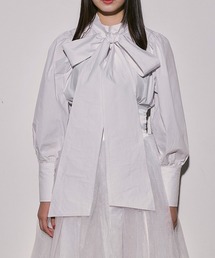 WEGO/コットンリボンハイネックブラウス