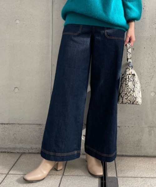 RIVE DROITE(リヴドロワ)の「《2サイズ展開》美脚デニムが今季も登場 サイドポケットデニムパンツ(デニムパンツ・レディース・ネイビー/ブルー・38/36)」の1枚目の写真