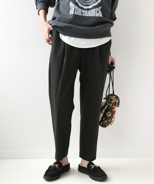 Simplicite（サンプリシテ）の「起毛TR テーパードパンツ◆（スラックス・レディース・ホワイト/ブラック・FREE）」の2枚目の写真