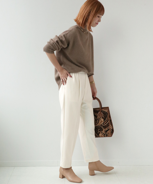 Simplicite（サンプリシテ）の「起毛TR テーパードパンツ◆（スラックス・レディース・ホワイト/ブラック・FREE）」の17枚目の写真