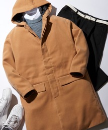 オーバーサイズテックウールシャギーメルトンフーデッドロングコート